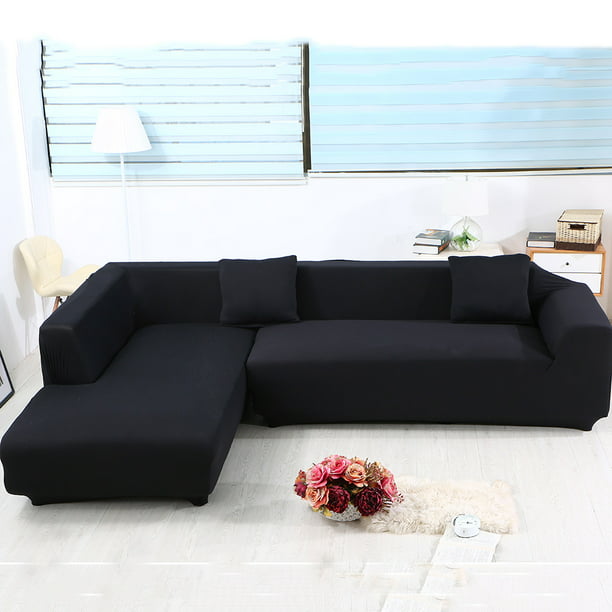Sofa Covers L Shape 2pcs Polyester Fabric Stretch Slipcovers for Sectional Sofa